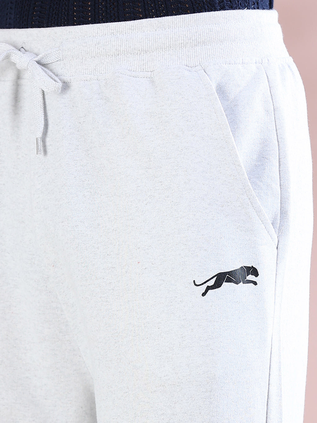ARDEUR ZEAL IN YOU Mens White Melange Cotton Blend Tennis Printed Baggy Fit Track Pants