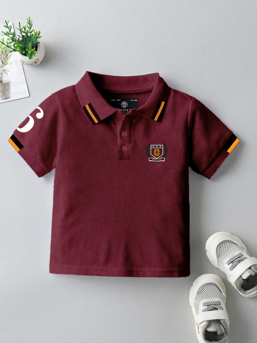 CODEZ Boys Regular Fit Pique Polo T-Shirt (Maroon)