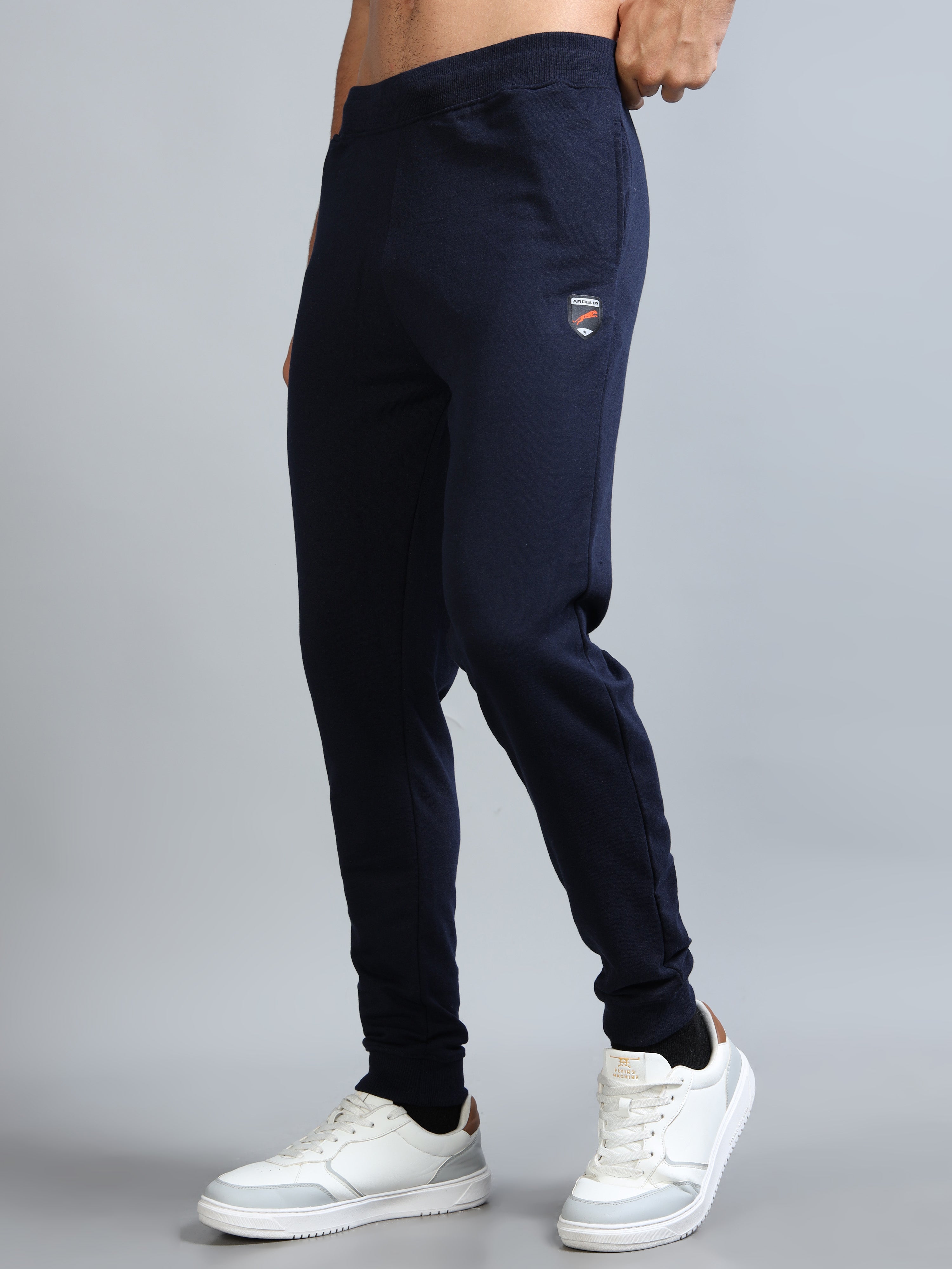 ARDEUR ZEAL IN YOU Men Navy Self Design Mid-Rise Joggers
