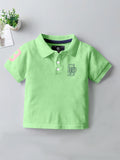 CODEZ Boys Green Embroidered Pique Polo Collar T-Shirt