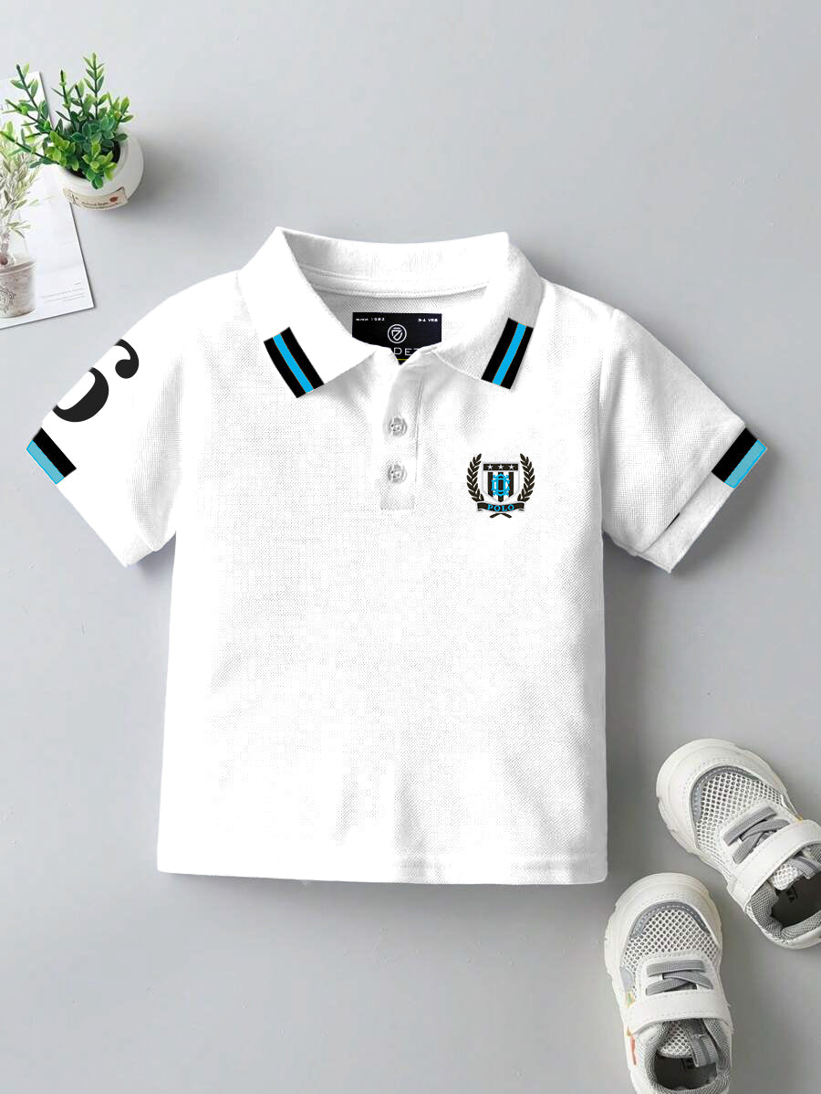 CODEZ Boys Regular Fit Pique Polo T-Shirt (White)