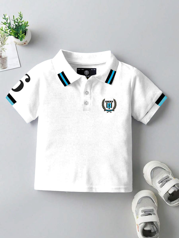 CODEZ Boys Regular Fit Pique Polo T-Shirt (White)