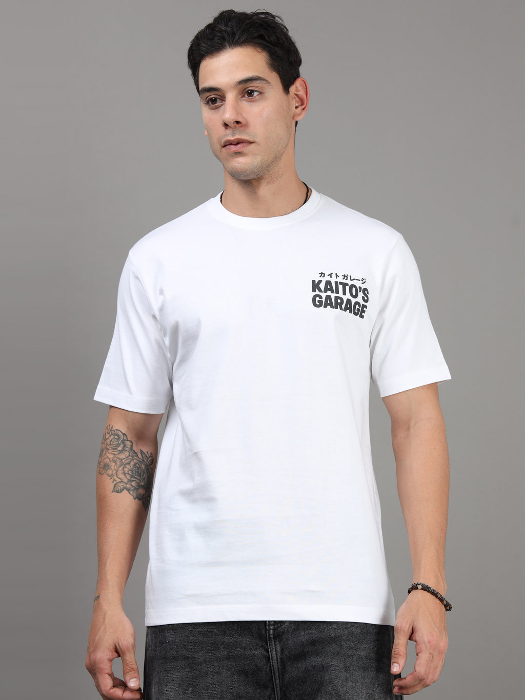 ARDEUR Men Graphic Printed Relaxed Fit Drop Shoulder T-Shirt - White-2