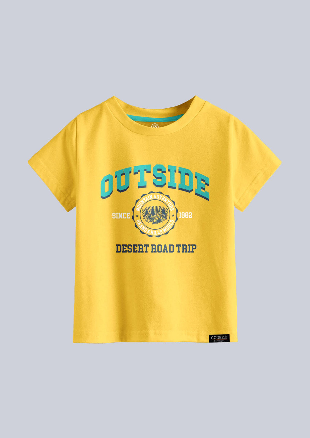 boys printed t-shirt - CODEZ Boys' Yellow Round Neck Printed T-Shirts, front view