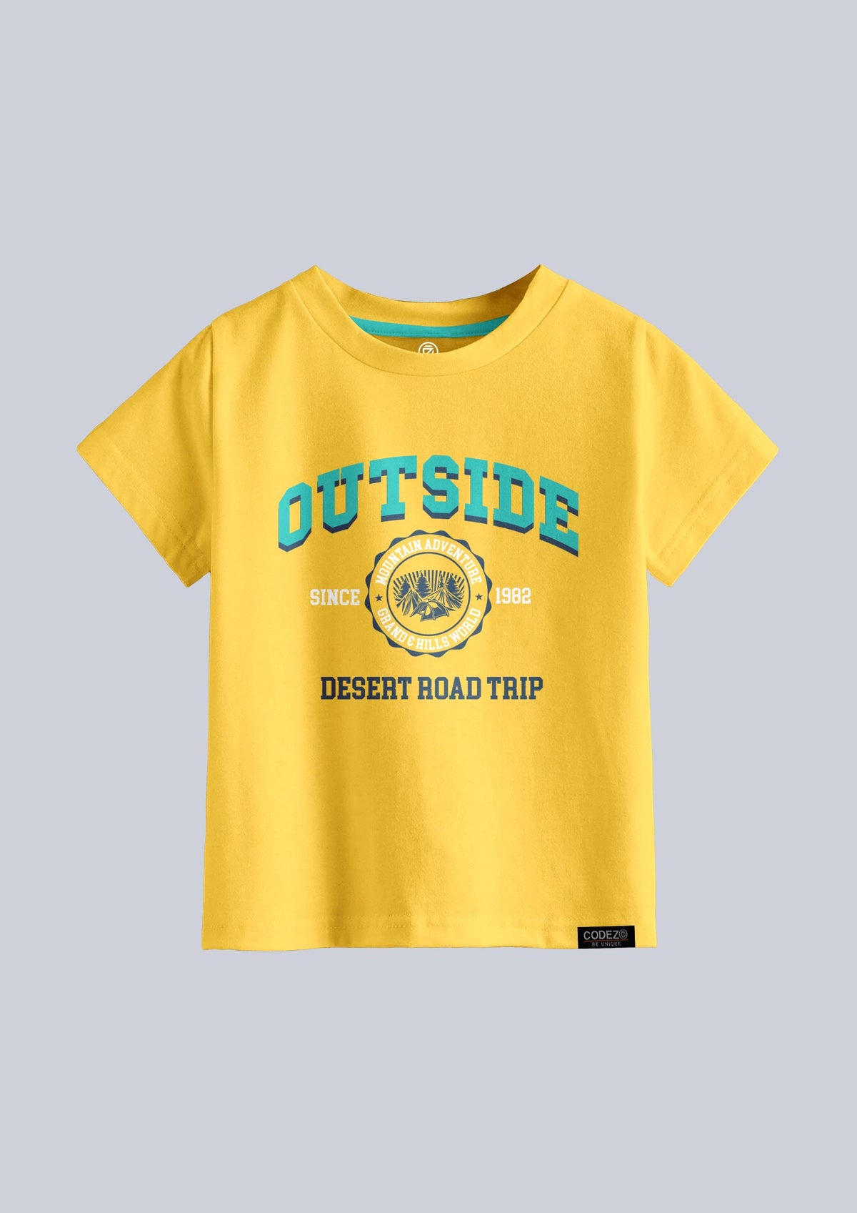 boys printed t-shirt - CODEZ Boys' Yellow Round Neck Printed T-Shirts, front view