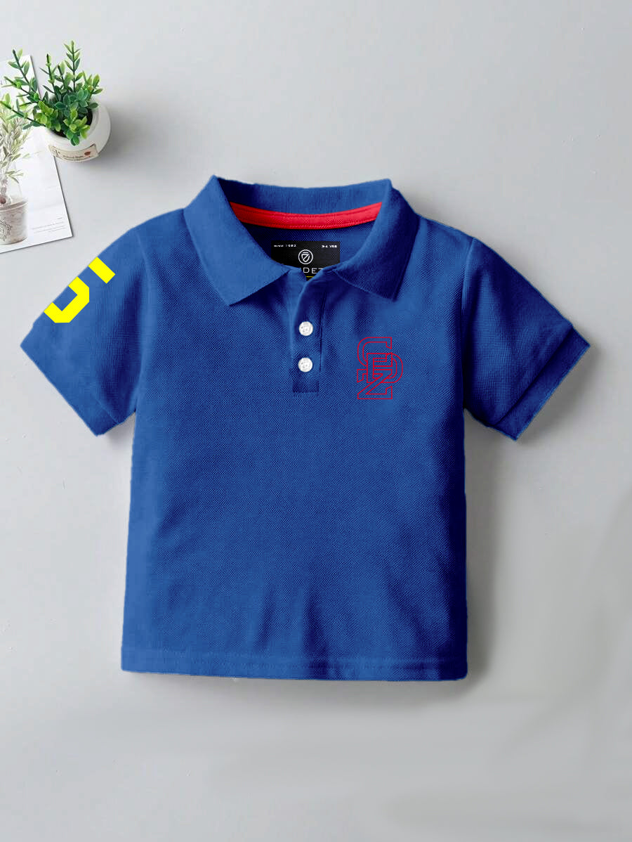 CODEZ Boys Royal Blue Embroidered Pique Polo Collar T-Shirt