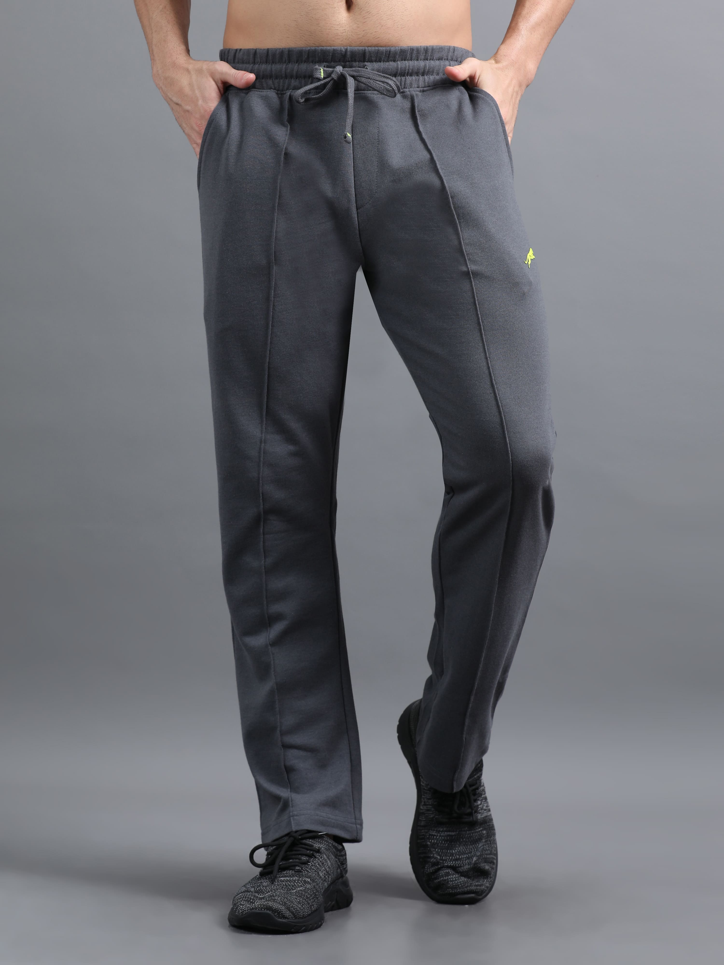 ARDEUR ZEAL IN YOU Men Steel Grey Printed Mid-Rise Track Pants