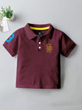 CODEZ Boys Maroon Embroidered Pique Polo Collar T-Shirt