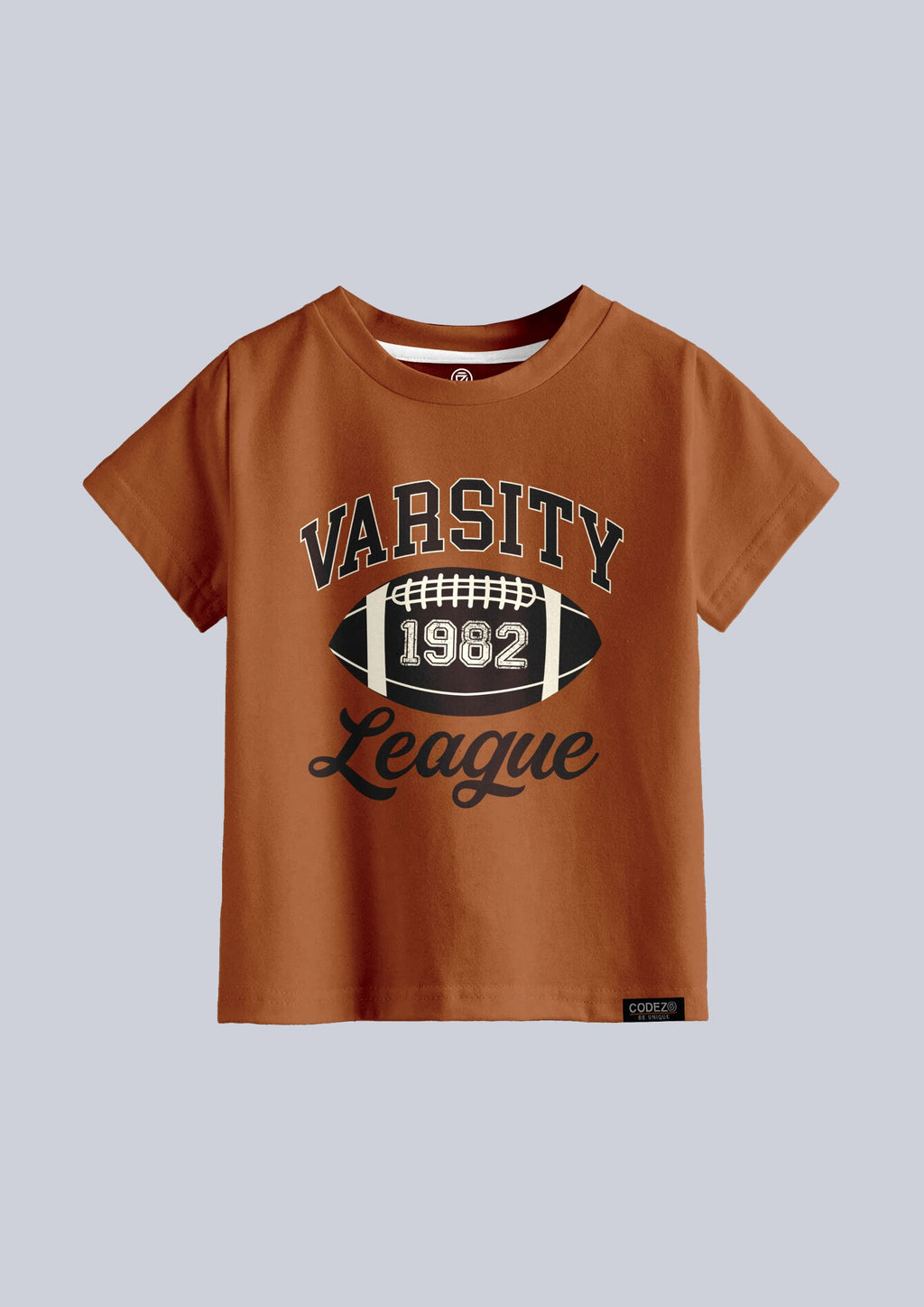 boys printed t-shirt - CODEZ Boys' Rust Round Neck Printed T-Shirts, front view