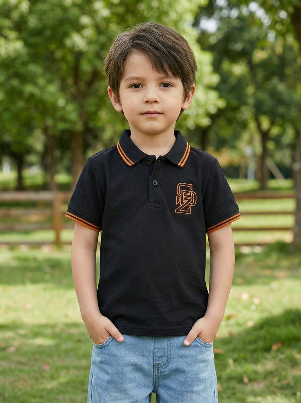 CODEZ Boys Regular Fit Polo T-Shirt (Black)