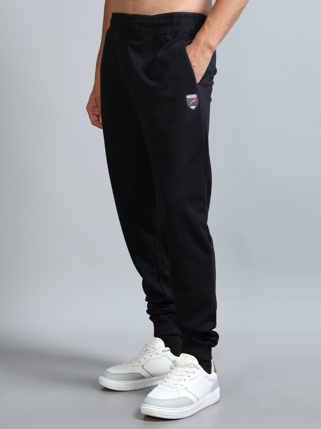 ARDEUR ZEAL IN YOU Men Black Self Design Mid-Rise Joggers