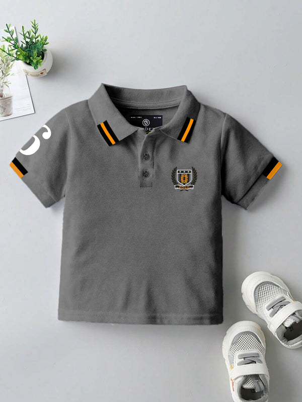 CODEZ Boys Regular Fit Pique Polo T-Shirt (Steel Grey)