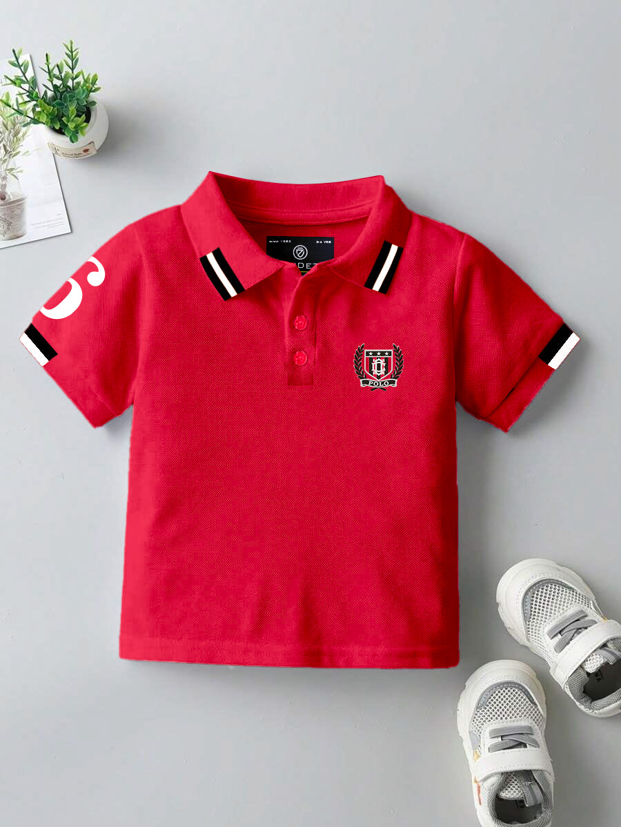 CODEZ Boys Regular Fit Pique Polo T-Shirt (Red)