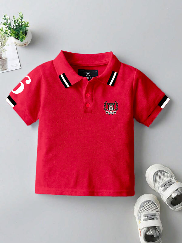 CODEZ Boys Regular Fit Pique Polo T-Shirt (Red)