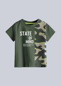 boys printed t-shirt - CODEZ Boys' Olive Round Neck Printed T-Shirts, front view