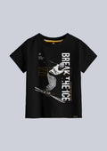 boys printed t-shirt - CODEZ Boys' Black Round Neck Printed T-Shirts, front view