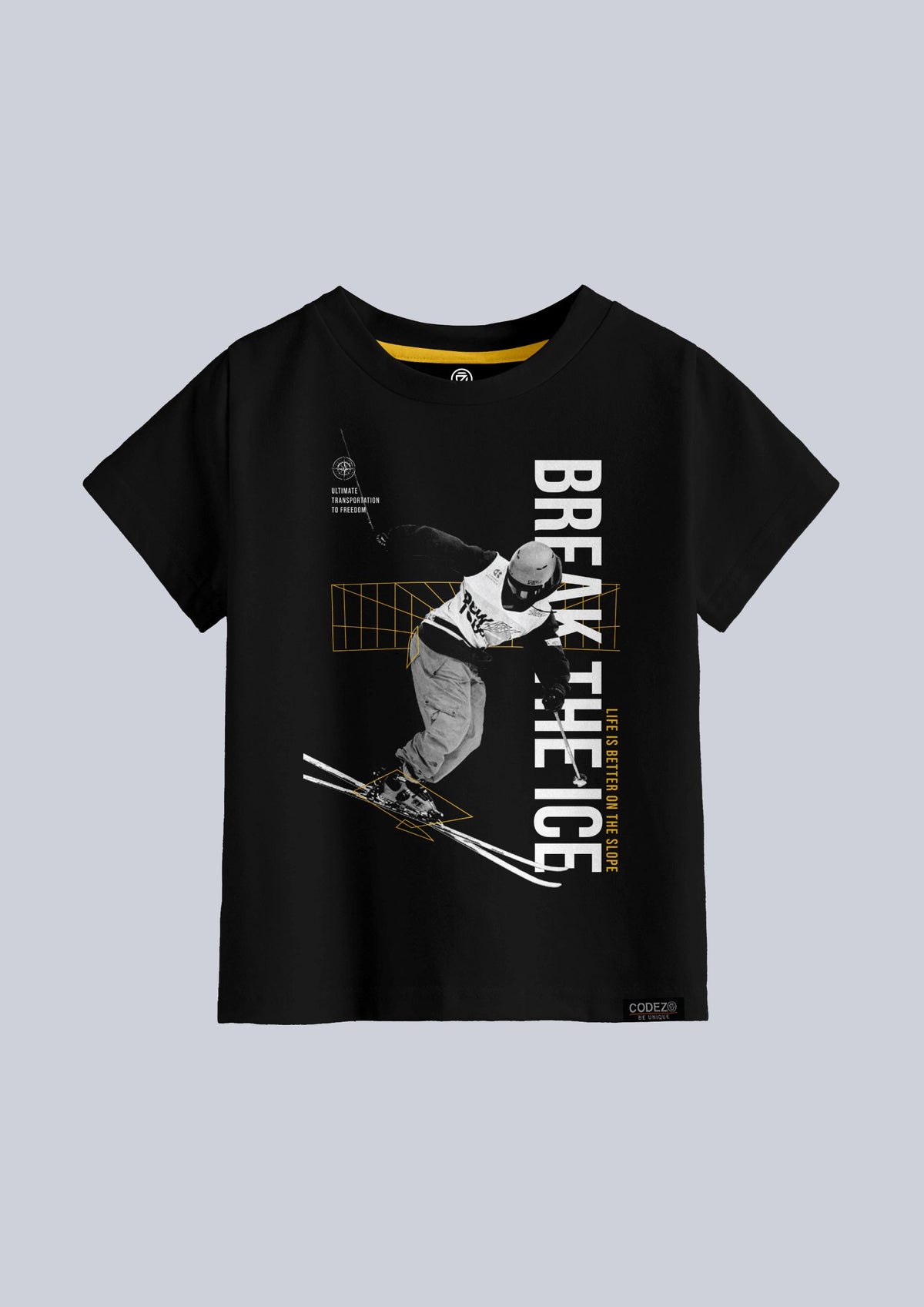 boys printed t-shirt - CODEZ Boys' Black Round Neck Printed T-Shirts, front view