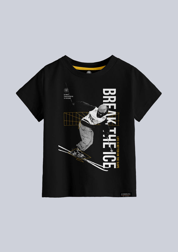 CODEZ Boys Black Round Neck Printed Tshirts