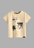 boys printed t-shirt - CODEZ Boys' Beige Round Neck Printed T-Shirts, front view