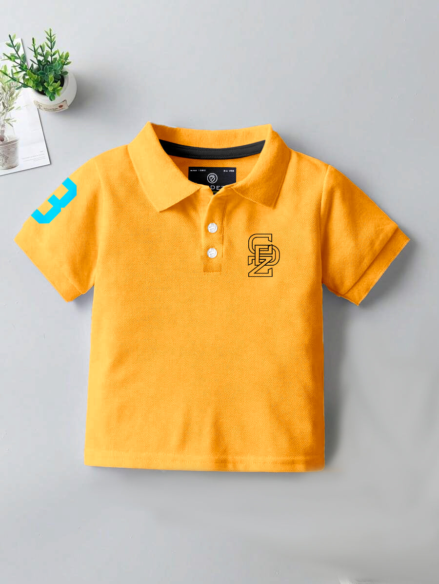 CODEZ Boys Yellow Embroidered Pique Polo Collar T-Shirt