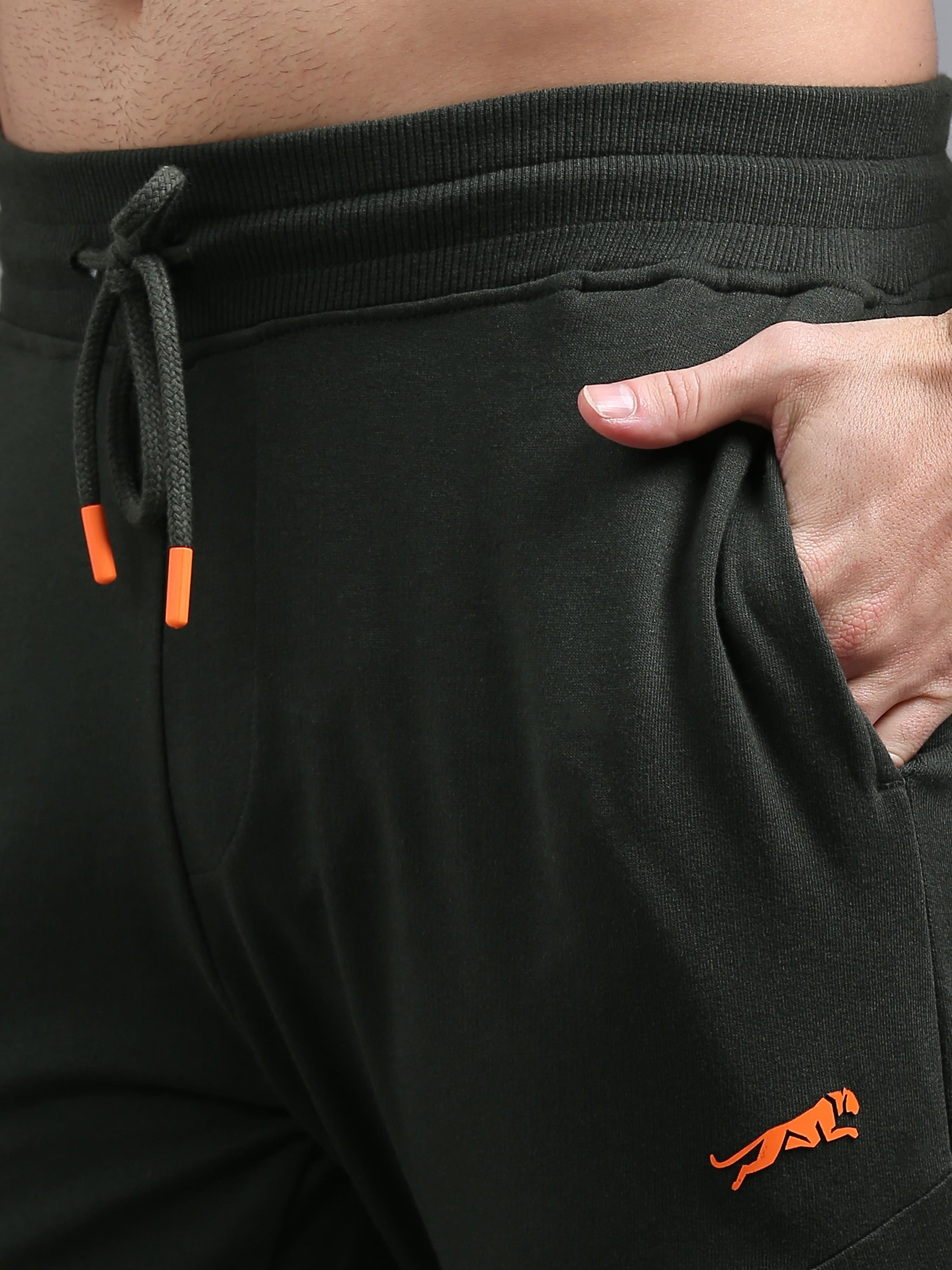 ARDEUR ZEAL IN YOU Men Olive Printed Mid-Rise Joggers