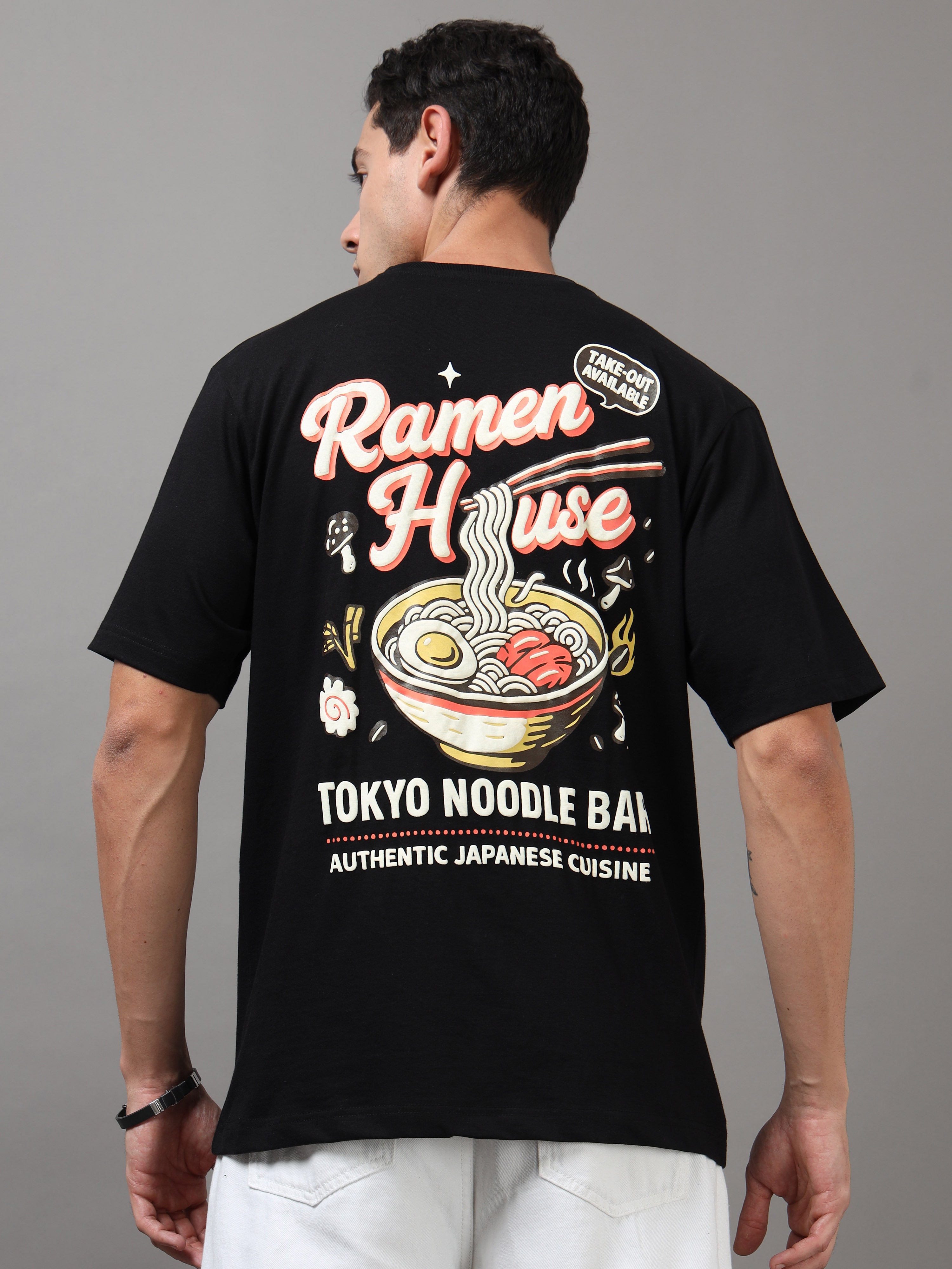 ARDEUR Men Graphic Printed Relaxed Fit Drop Shoulder T-Shirt - Black-3