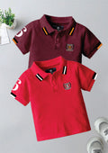 CODEZ Boys Pack Of 2 Self Design Embroidered Polo Tshirts