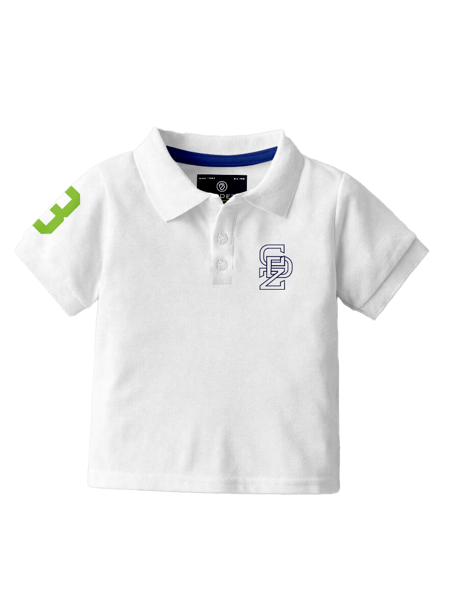 CODEZ Boys White Embroidered Pique Polo Collar T-Shirt