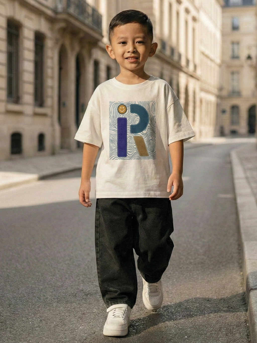 CODEZ Boys Beige Graphic Print Relaxed Fit Drop Shoulder T-Shirt
