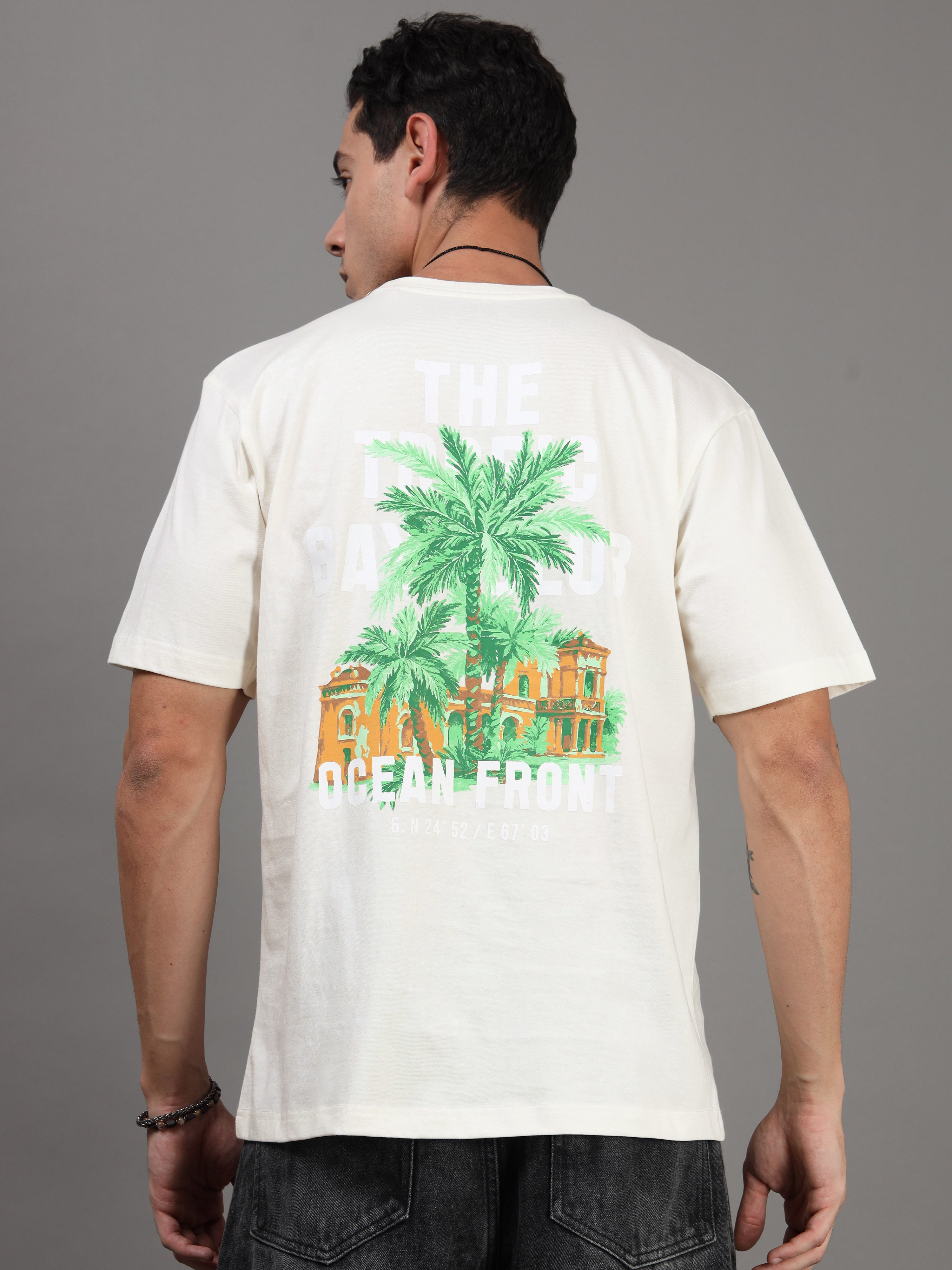 ARDEUR Men Printed Relaxed Fit Drop Shoulder T-Shirt - Off White-2