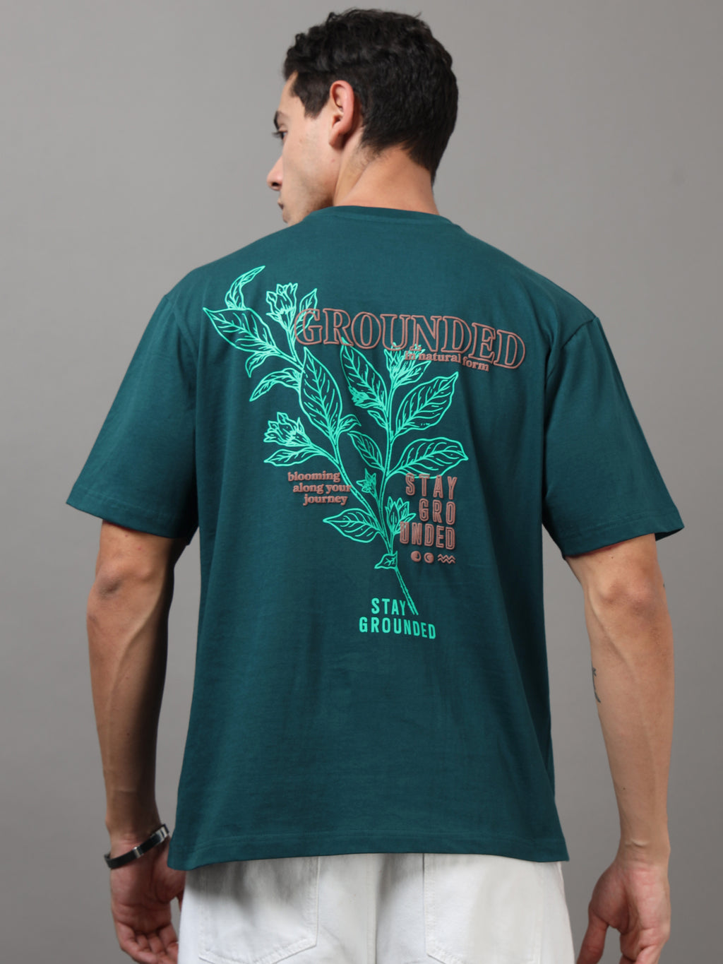 ARDEUR Men Printed Relaxed Fit Drop Shoulder T-Shirt - Bottle Green-2