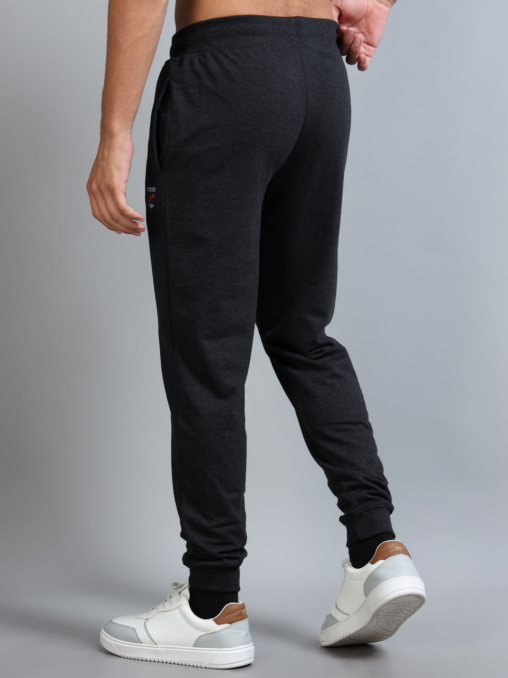 ARDEUR ZEAL IN YOU Men Charcoal Self Design Mid-Rise Joggers