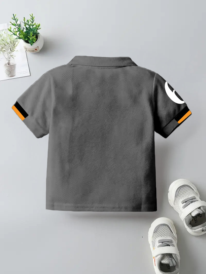 CODEZ Boys Regular Fit Pique Polo T-Shirt (Steel Grey)