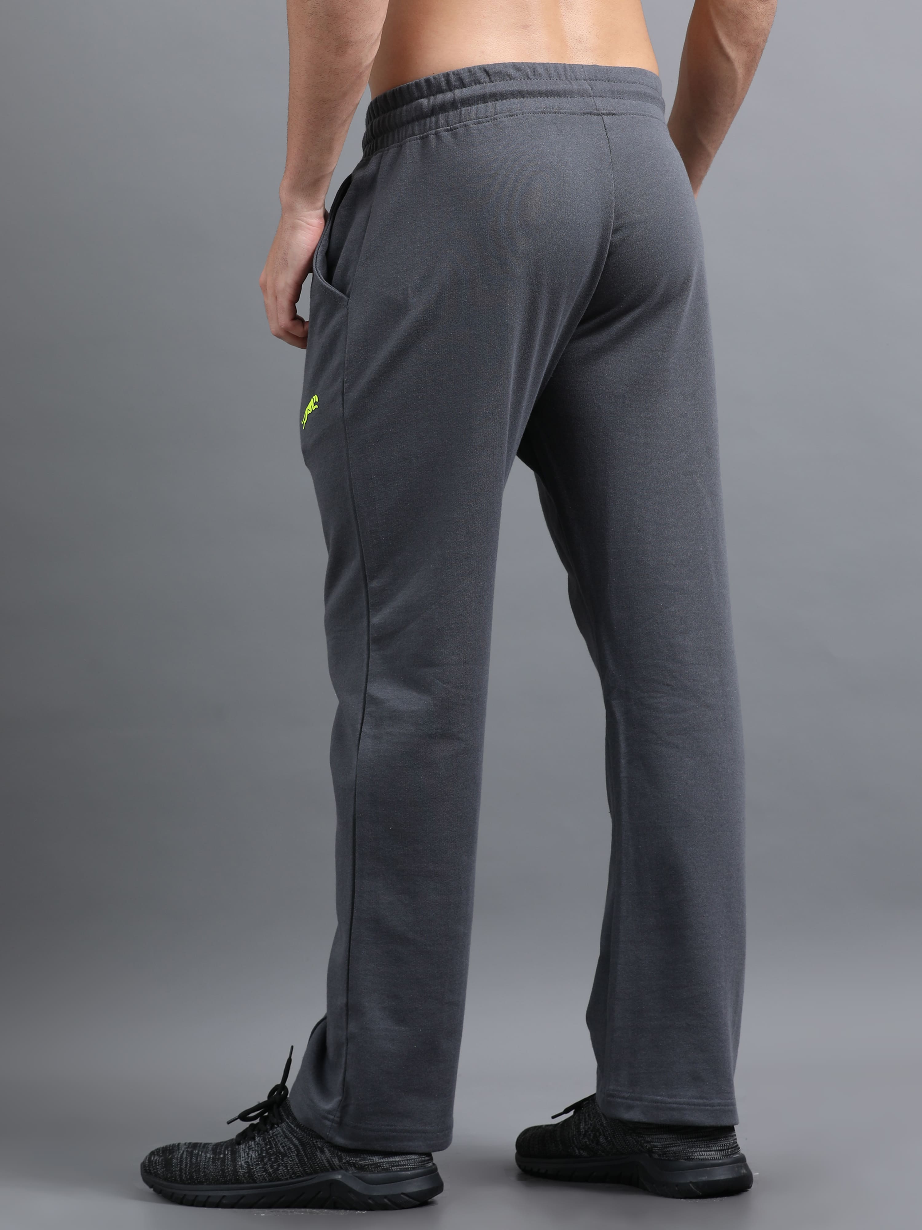ARDEUR ZEAL IN YOU Men Steel Grey Printed Mid-Rise Track Pants