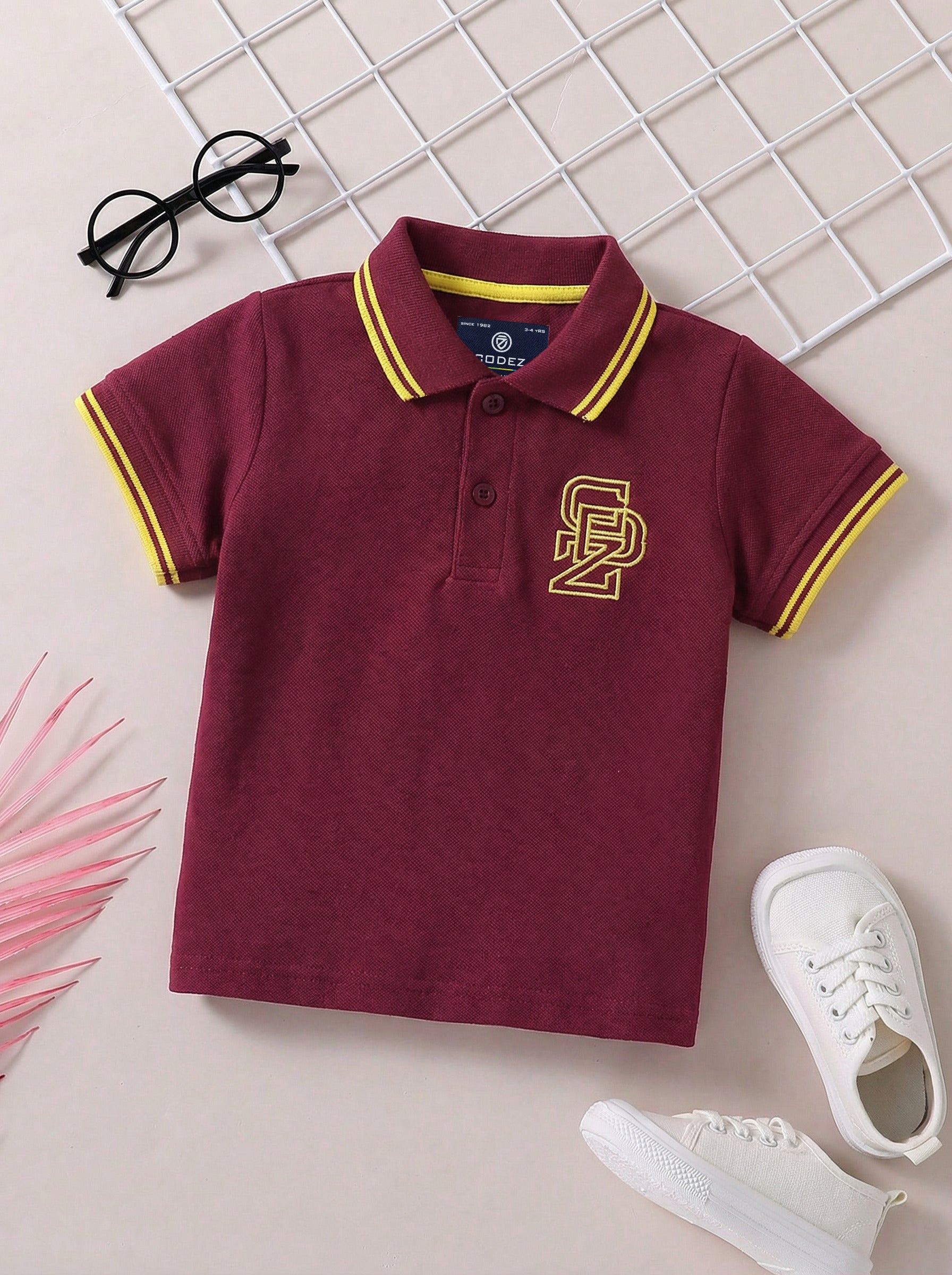 CODEZ Boys Regular Fit Polo T-Shirt (Maroon)