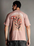 men's oversized t-shirt - ARDEUR Men Graphic Printed Relaxed Fit Drop Shoulder T-Shirt - Pop Pink, back view