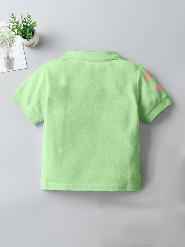 CODEZ Boys Green Embroidered Pique Polo Collar T-Shirt