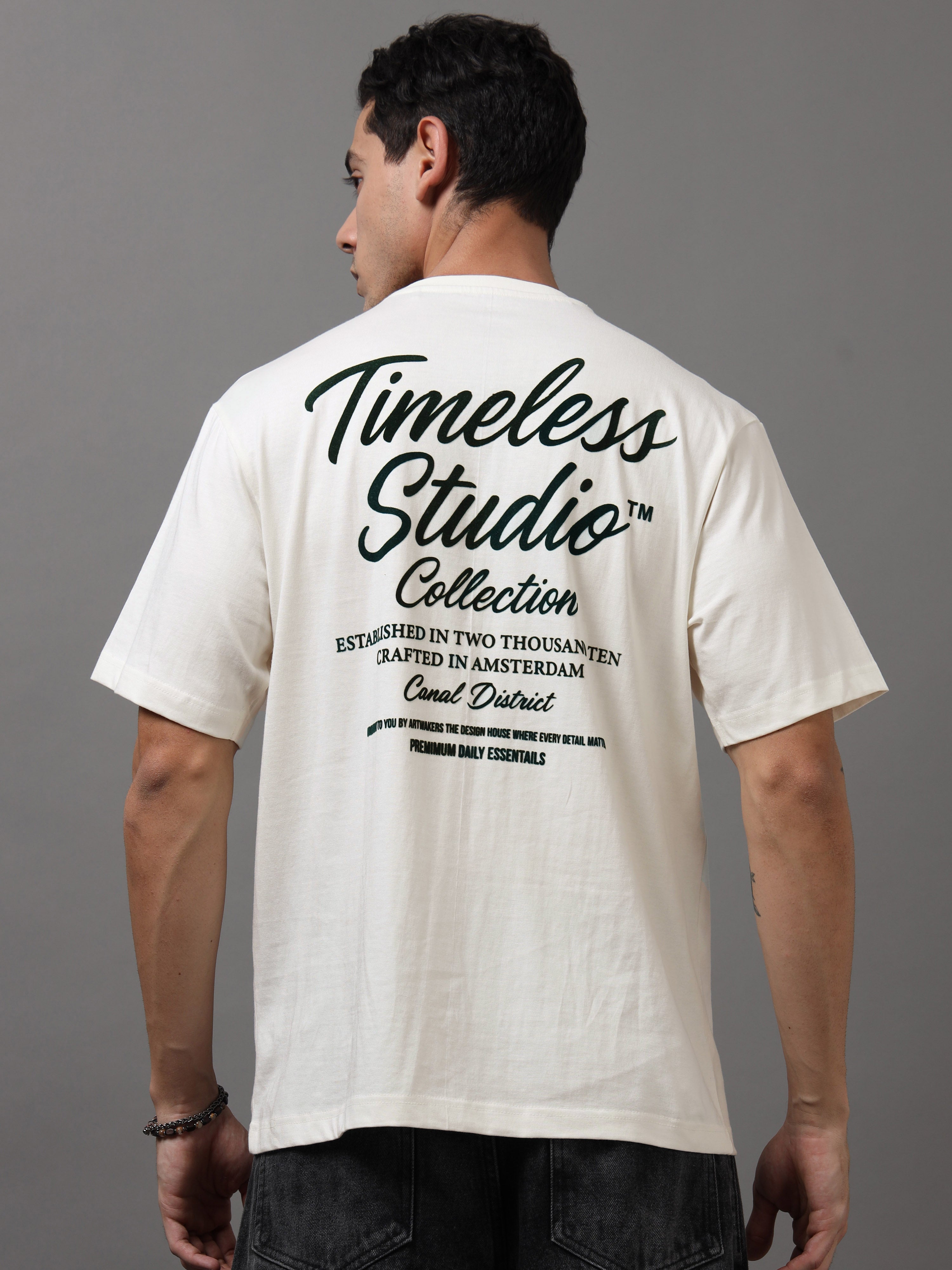 ARDEUR Men Graphic Printed Relaxed Fit Drop Shoulder T-Shirt - Off White-3