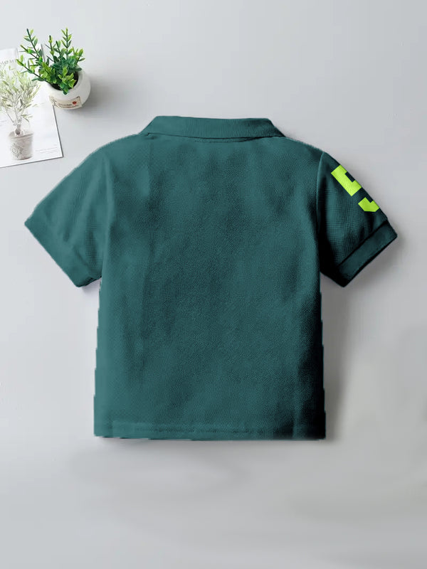 CODEZ Boys Opal Green Embroidered Pique Polo Collar T-Shirt