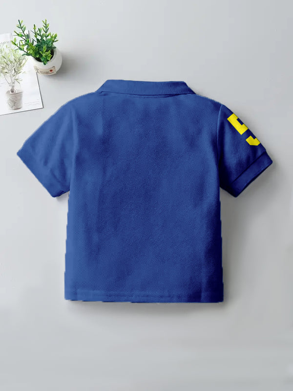 CODEZ Boys Royal Blue Embroidered Pique Polo Collar T-Shirt