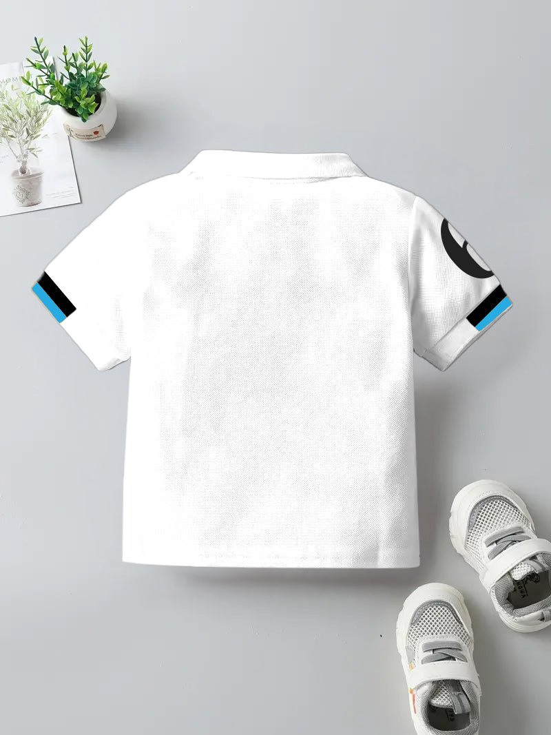 CODEZ Boys Regular Fit Pique Polo T-Shirt (White)
