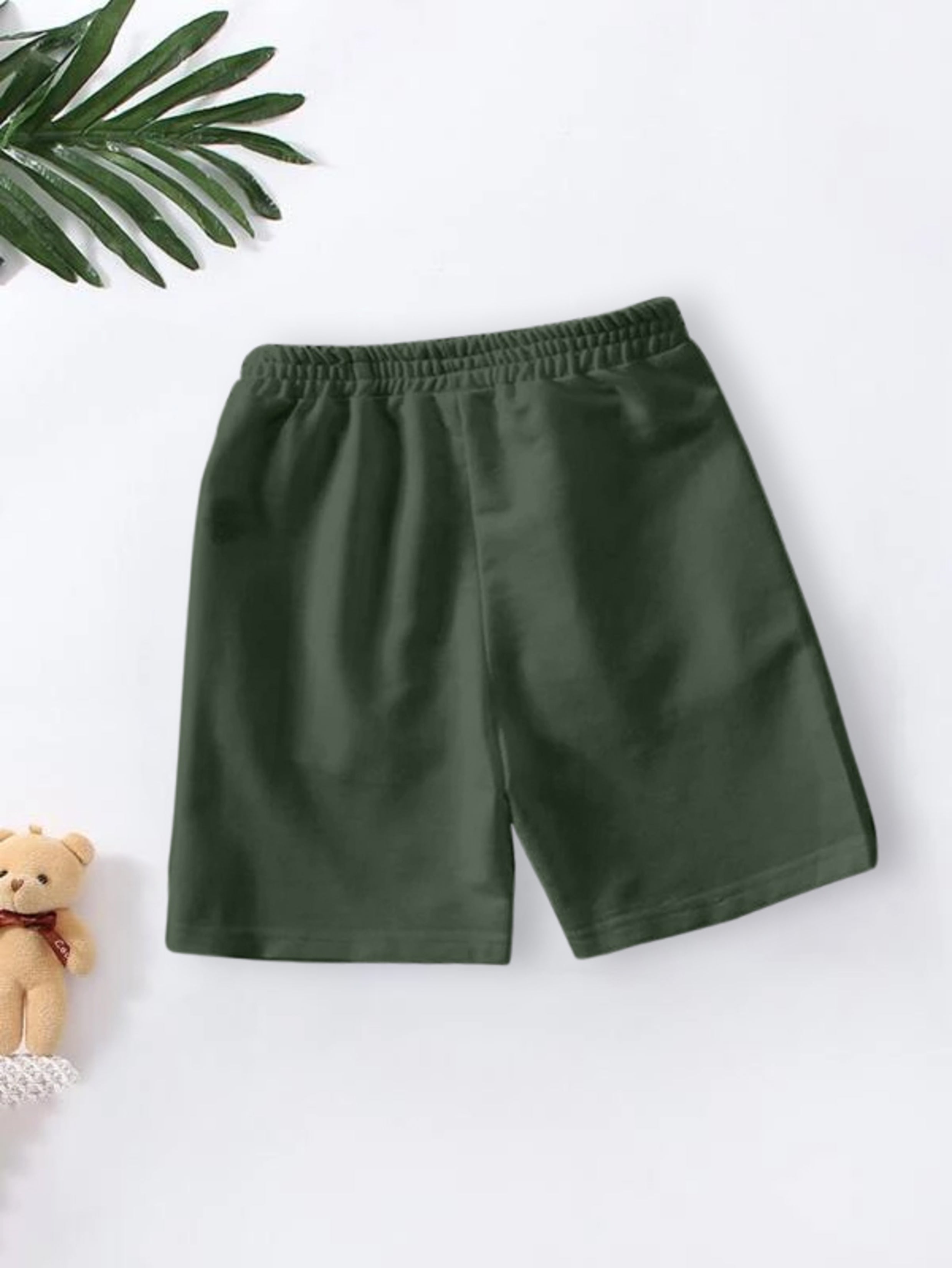 CODEZ Boys Bottle Green Printed Mid-Rise Cotton Blended Outdoor Shorts