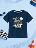 CODEZ Boys Estate Blue Pure Cotton Top Beast Monster Truck Graphic Relaxed Fit T-Shirt