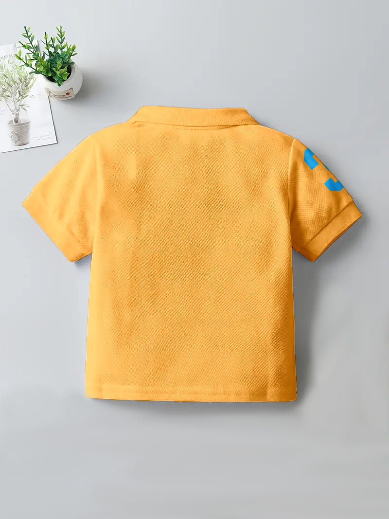 CODEZ Boys Yellow Embroidered Pique Polo Collar T-Shirt