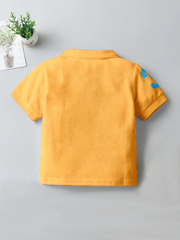 CODEZ Boys Yellow Embroidered Pique Polo Collar T-Shirt