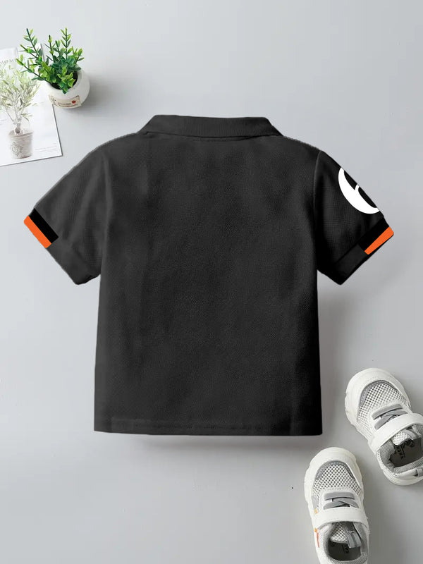 CODEZ Boys Regular Fit Pique Polo T-Shirt (Black)