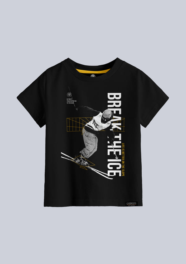 CODEZ Boys Black Round Neck Printed Tshirts