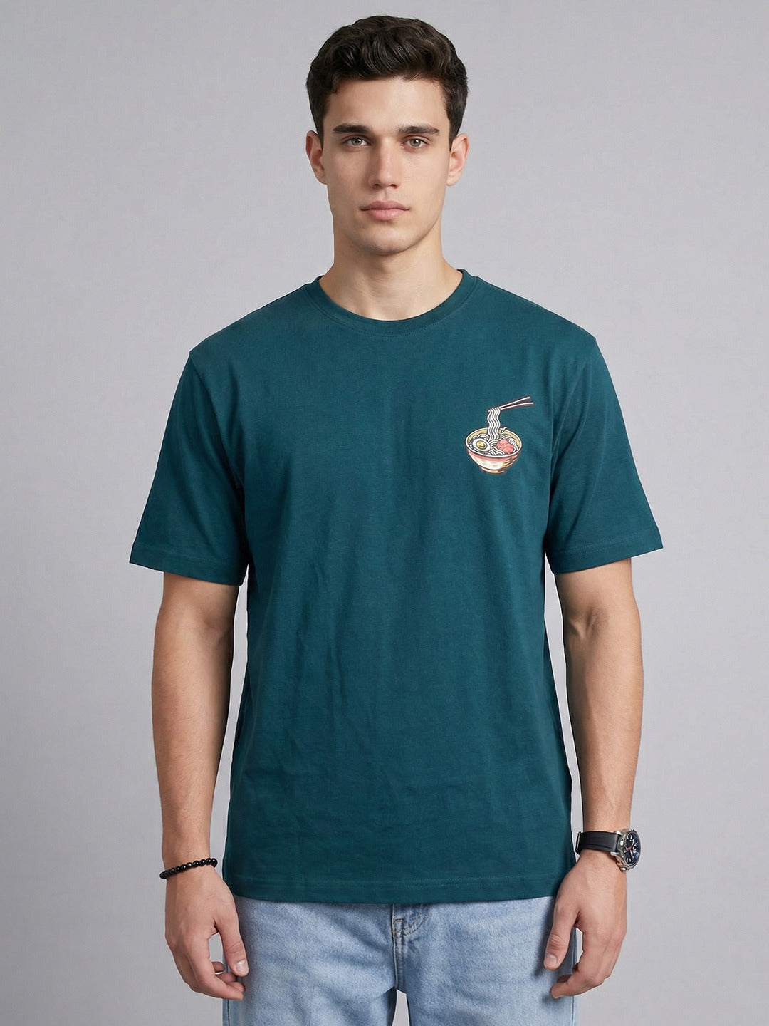 ARDEUR Men Graphic Printed Relaxed Fit Drop Shoulder T-Shirt - Bottle Green
