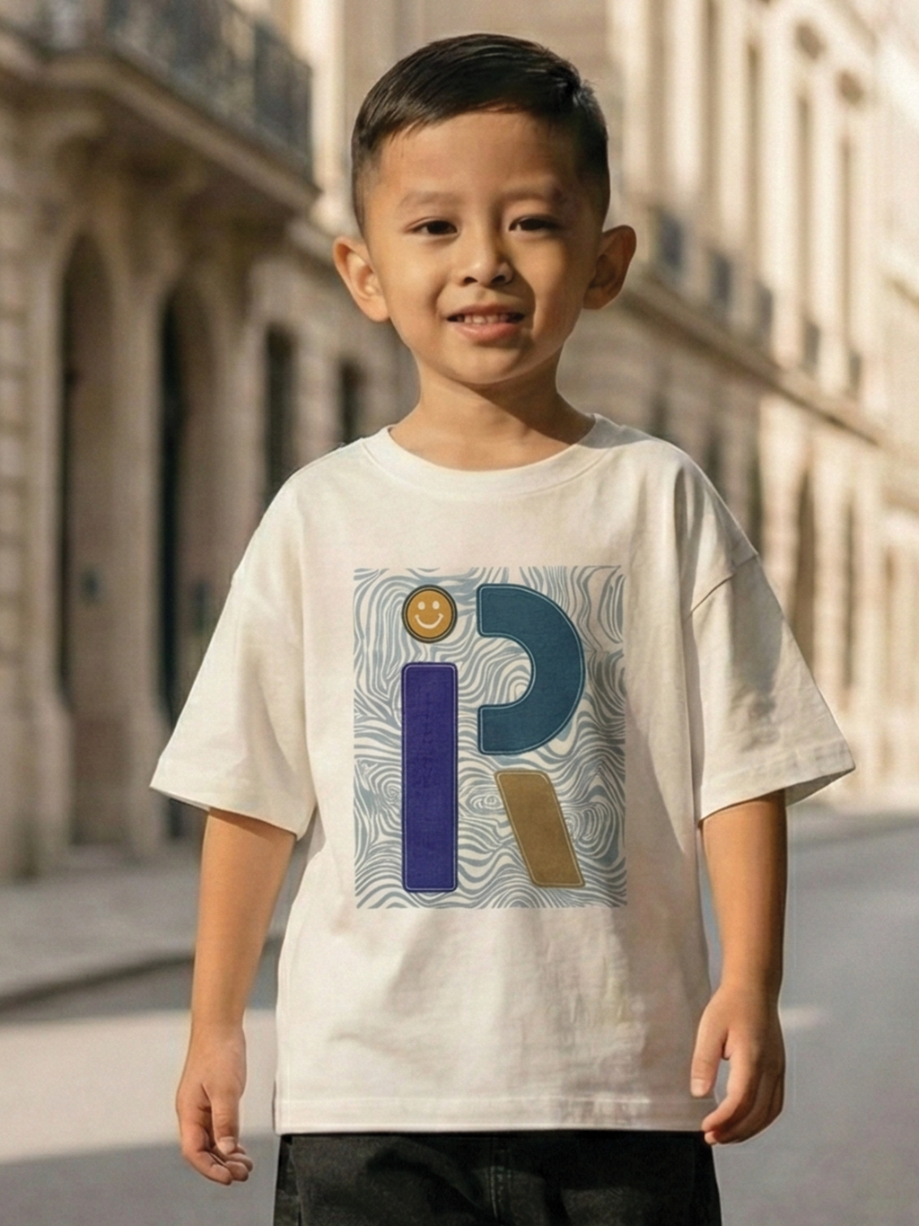 CODEZ Boys Beige Graphic Print Relaxed Fit Drop Shoulder T-Shirt