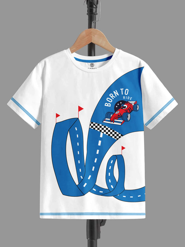 CODEZ Boys Off White Round Neck Printed Tshirts